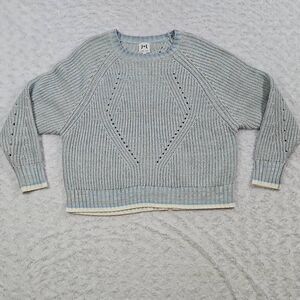 Light Blue White Pullover John And Jenn Womens Medium Sweater Knit cozy comfy